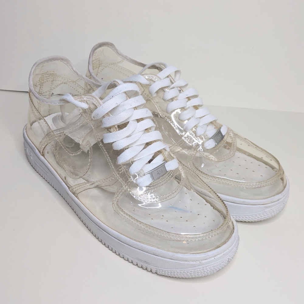 Transparent Nike Men's Shoes with White Laces Size 8 Clear Air Forces Y2K 00s